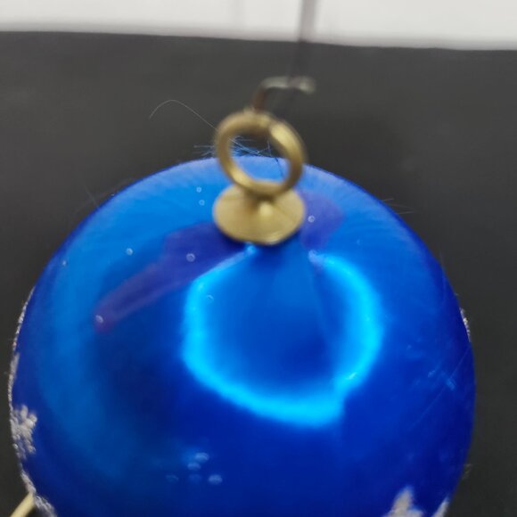 Set of 5 Vintage Blue Satin Snowflake Christmas Ornament - Picture 3 of 5